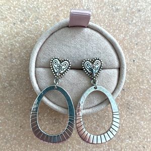 Brighton Vintage heart and hoop post earrings! Retired!